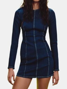 Zara TRF Denim Long Sleeve Dress. Size XS.